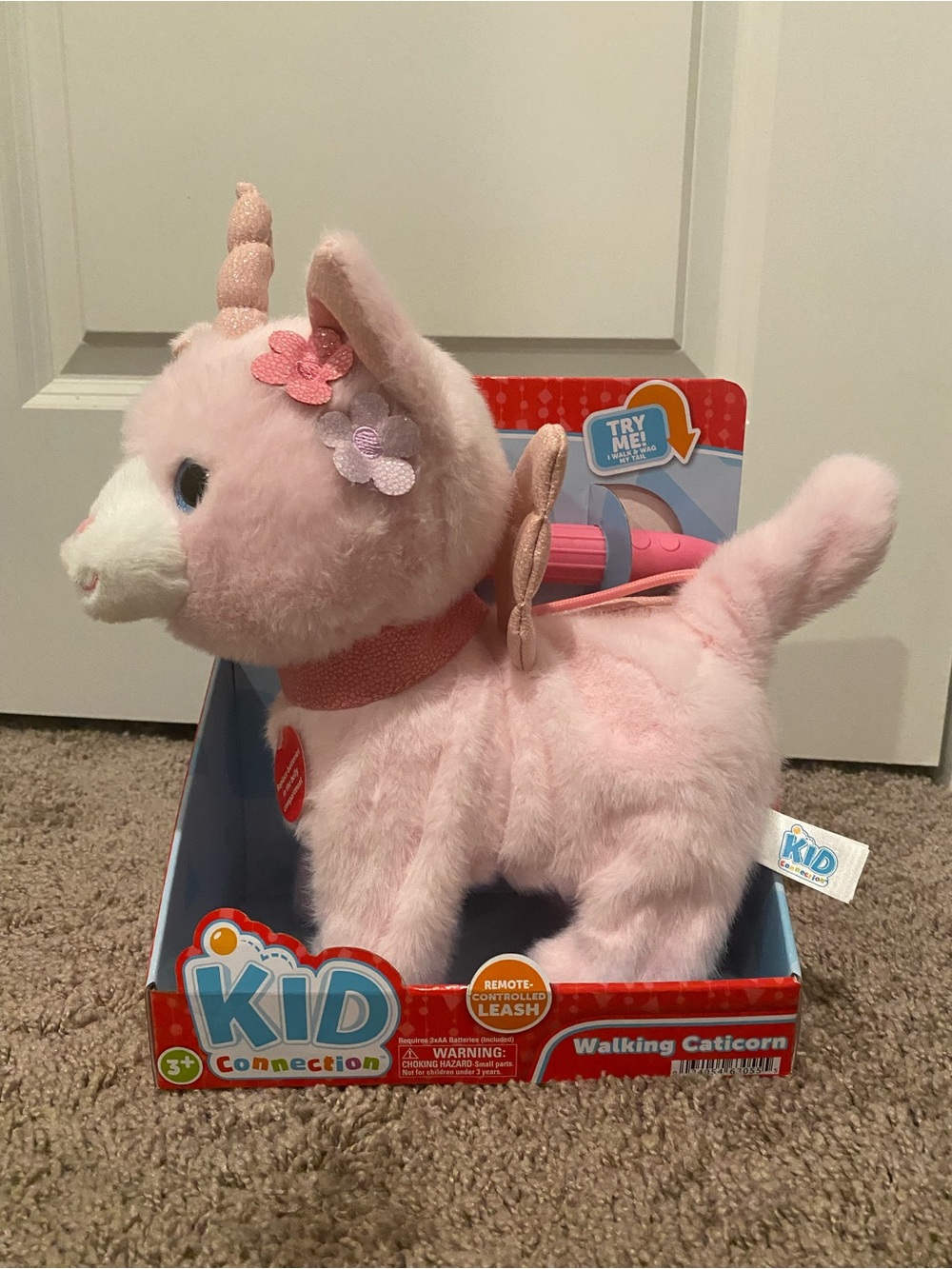Kid Connection Pink Walking Caticorn Plush with Sparkle Horn